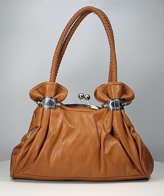 leather kiss lock handbag