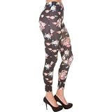 Sakkas Women's Floral Rose Design Footless Stretch Leggings