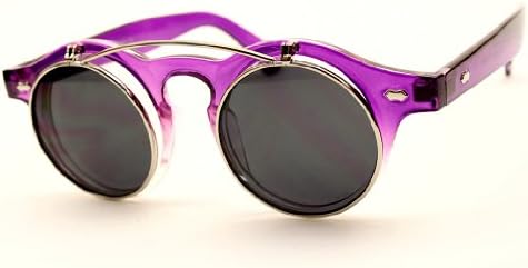 W173 Wayfarer Round Eyeglasses Flip up Translucent Sunglasses (purple, uv400)