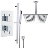 Rhine thermostatic shower with 12 square head and hand held