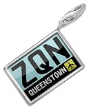 FotoCharms "Airport code "ZQN / Queenstown" country: New Zealand - Charm with Lobster Clasp For Charms Bracelet. Handmade in Germany