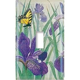 Butterfly in Irises Switch Plate - Outlet Cover by Art Plates.com