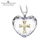 Thomas Kinkade Serenity Prayer Crystal Heart Pendant Necklace: Inspirational Jewelry Gift by The Bradford Exchange