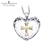 Thomas Kinkade Serenity Prayer Crystal Heart Pendant Necklace: Inspirational Jewelry Gift by The Bradford Exchange