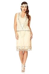 Sleeveless Polyamide/Tulle Beaded Sequined Vintage Above the Knee  Dress