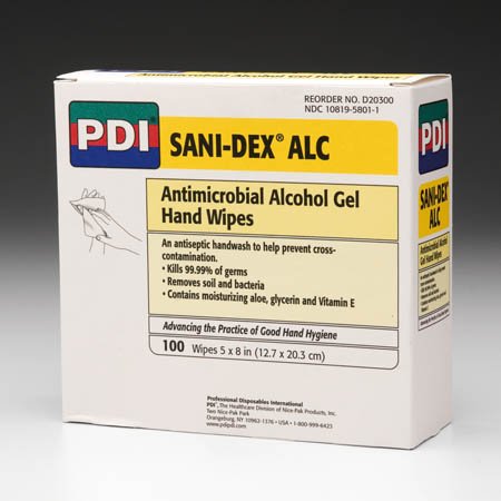 Pdi Sani-dex Alc Antimicrobial Alcohol Gel Hand Wipes 5 X 8