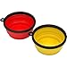 2 Pack Collapsible Travel Dog & Cat Bowl [FREE Carabiner] BPA Free - Pet Bowl for Large Small Dogs Cats & Puppy - Best Foldable Expandable Cup Dish Feeding Feeder Food Water Camping [Yellow & Red]