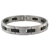 Stainless Steel Mens Bracelet w/ Diamond Accent & Black Plating (1/2 cttw), 8.50