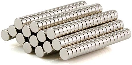Plantekno® Pack of 200 (Buy 2, Get +1 Free -500pcs-) 4mm x 2mm Round Disc Magnets - Nickel Plated Hard Structure - Education Crafts Kit Set Fridge Magnets S-42