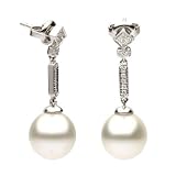 White South Sea Pearl Earring - 10-11mm, AAA Quality, Solid 14k Gold