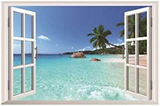 SmilingNorth 3d Beach Sea Wall Decal Removable Wall Sticker (beach)