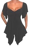 FUNFASH EMPIRE WAIST SLIMMING BLACK TOP SHIRT BLOUSE NEW Plus Size Made in USA