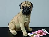 Süße "MOPS" Spardose Kunststein braun Höhe 20 cm