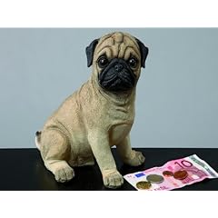 S��e "MOPS" Spardose Kunststein braun H�he 20 cm