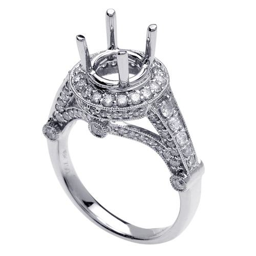 18K White Gold Semi Mount Diamond Engagement Ring (1.20ct)