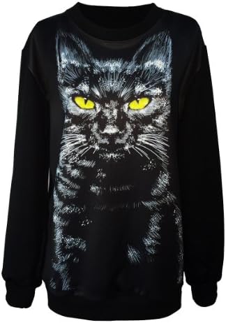 Gothic Clothing Sweatshirts Black Cat Hoodies Pullovers Sweater For Women