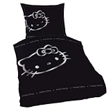 CTI 036876 Gro&szlig;e Bettw&auml;sche Hello Kitty Chic Schwarz / 155 x 220 + 80 x 80 cm