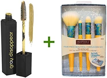 Gray Disappear, Hair Mascara, Gold (Blonde), 0.2 fl oz (5.7 g), Four-Piece Beautiful Complexion Set, 4 Brushes