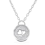Bling Jewelry Inspired by Designer Sterling Silver CZ Pave Open Hearts Round Pendant Necklace