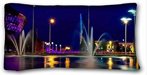 Custom Characteristic ( City city night fountain ) Pillow Cushion Case Cover One Sides Printed 20x36 Inches suitable for Twin-bed PC-Purple-19816