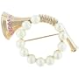 Purple Rhinestone Faux Pearl Bugle Trumpet Brooch Pin