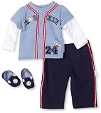 Vitamins Baby-boys Newborn Rookie 2 Piece Pant Set and Shoe, Blue, 6 Months