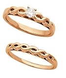 14K Rose Gold Diamond Solitaire Wedding Set - 0.15 Ct.