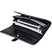 Jack&Chris Women's Genuine Leather Wallet Long Tri-fold Snap Button Purse, WBXH049 (Black)