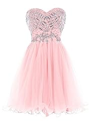 A-line Strapless Short Sweetheart  Fitted Beaded Tulle Mini Dress  With Rhinestones