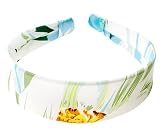 L. Erickson USA 1 1/2 Headband - Summer Daisy Aqua 100% Silk Print