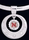 Omega Pendant Charm with Omega Chain Nebraska University Huskers