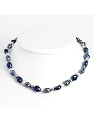 Sterling Silver Multi-Blue Freshwater Cultured Pearl Necklace