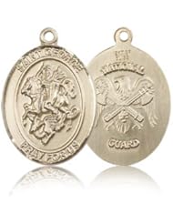 14kt Solid Gold Pendant Saint St. George / NatL Guard Medal 1/2 x 1/4 Inches Boy Scouts/Soldiers-9040- Comes with a Black velvet Box