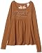 Guess Girls 7-16 Baby Doll Long Sleeve Logo Tee,Brown,S(7/8)