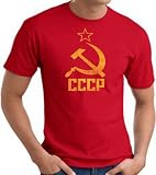 CCCP SOVIET RUSSIA Distressed Communism USSR Hammer Sickle Adult T-shirt - Red, Large