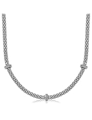 18K Yellow Gold and Sterling Silver Necklace with Diamonds (.18 ct. tw.)