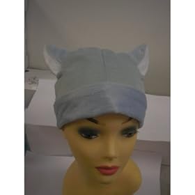  Light Blue & White CAT Anime Kitty Goth Rave Cosplay Cap Hat (Size Small),Measures about 22-inches around total