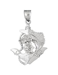 Clevereves 14K White Gold Pendant Two Tone Anchor and Ships Wheel 9.8 - Gram(s)