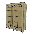 Cream Beige Non Woven Double Bedroom Furniture Portable Storage Wardrobe Cupboard with 4 SHELVES