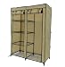 Cream Beige Non Woven Double Bedroom Furniture Portable Storage Wardrobe Cupboard with 4 SHELVES