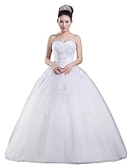A-line Sweetheart Tulle Lace-Up Beaded Sequined   Ball Gown Prom Dress/Wedding Dress 