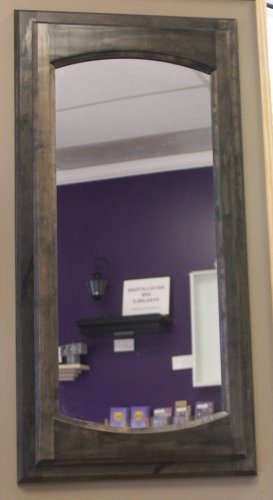 (WC-8) Solid Wood recessed in the wall Jewelry Cabinet insets into the wall. Enamel or stain finish, mirror door on concealed hinges makes it look just like a wall mirror. Jewelry cabinet inside has necklace T-bar, various hooks, pegs and shelves