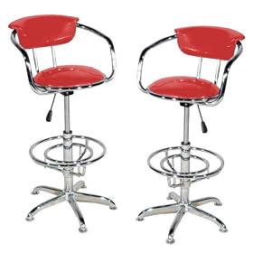 Walker Edison Retro Barstool - Red (set of 2) by Walker Edison