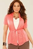 Avenue Plus Size Belted Crochet Cardigan