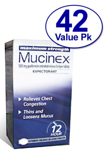 Mucinex-Maximum Strength Guaifenesin Extended-Release 1200 mg, 42ct (New Bonus Size)