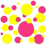 Set of 130 Yellow and Dark Pink Polka Dots Circles Wall Decor Graphic Vinyl Lettering Mural Decal Stickers Kit Peel and Stick Appliques Set of 130 Yellow and Dark Pink Polka Dots Circles Wall Decor Graphic Vinyl Lettering Mural Decal Stickers Kit Peel and Stick Appliques