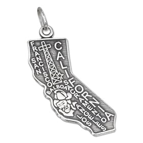 STERLING SILVER ANTIQUED CALIFORNIA STATE CHARM