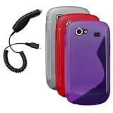 Cbus Wireless Three S-Line Flex-Gel Cases / Skins / Covers (Clear, Hot Pink, Purple) & Car Charger for Samsung Nexus S / i9020 / Nexus S 4G