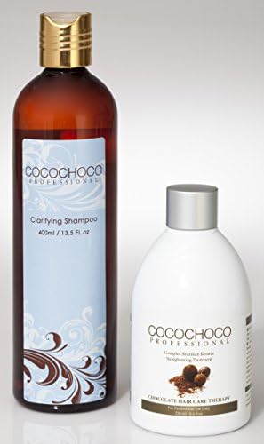 COCOCHOCO Brazilian Keratin Straightening Treatment 8.4 Fl Oz + Clarifying Shampoo 13.5 Fl Oz