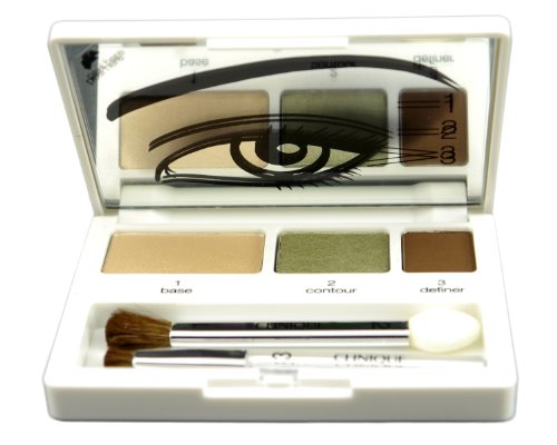 Clinique Colour Surge Eye Shadow Trio - Eye 1, 2, 3 Colour Compact: Base (Sable - Stay Matte), Contour (Sparking Sage - Super Shimmer), Definer (Day Break - Super Shimmer).